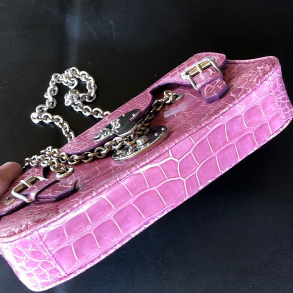 Ralph Lauren Ricky Id GENUINE alligator 🐊   chain handbag 👜 stunning - Picture 12 of 15